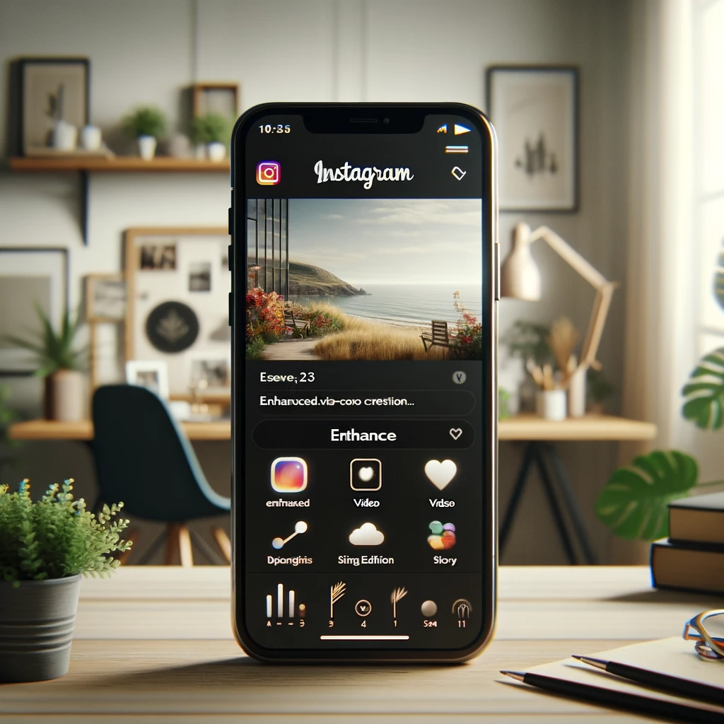 A modern smartphone displaying the Instagram app and its new features